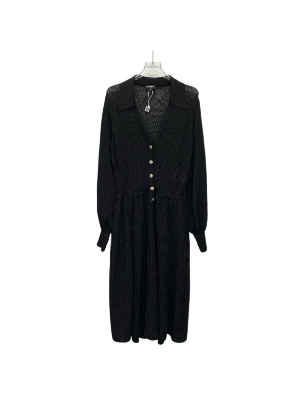 Chanel 20A Black V-Neck Knit Dress